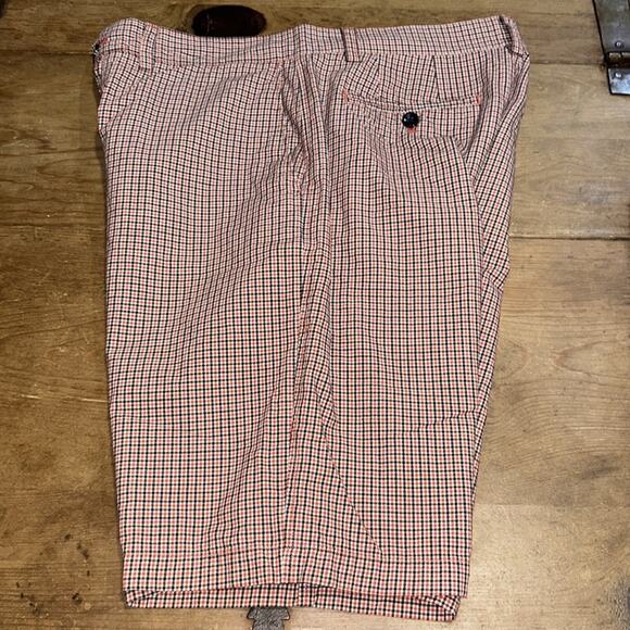 Mens Banana Republic Red Plaid Flat Front Shorts Size 32 - Picture 8 of 8